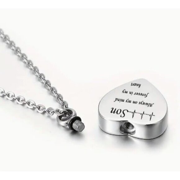 Grandpa Memory Heart Cremation Urn Pendant Necklace For Ashes - Picture 3 of 5